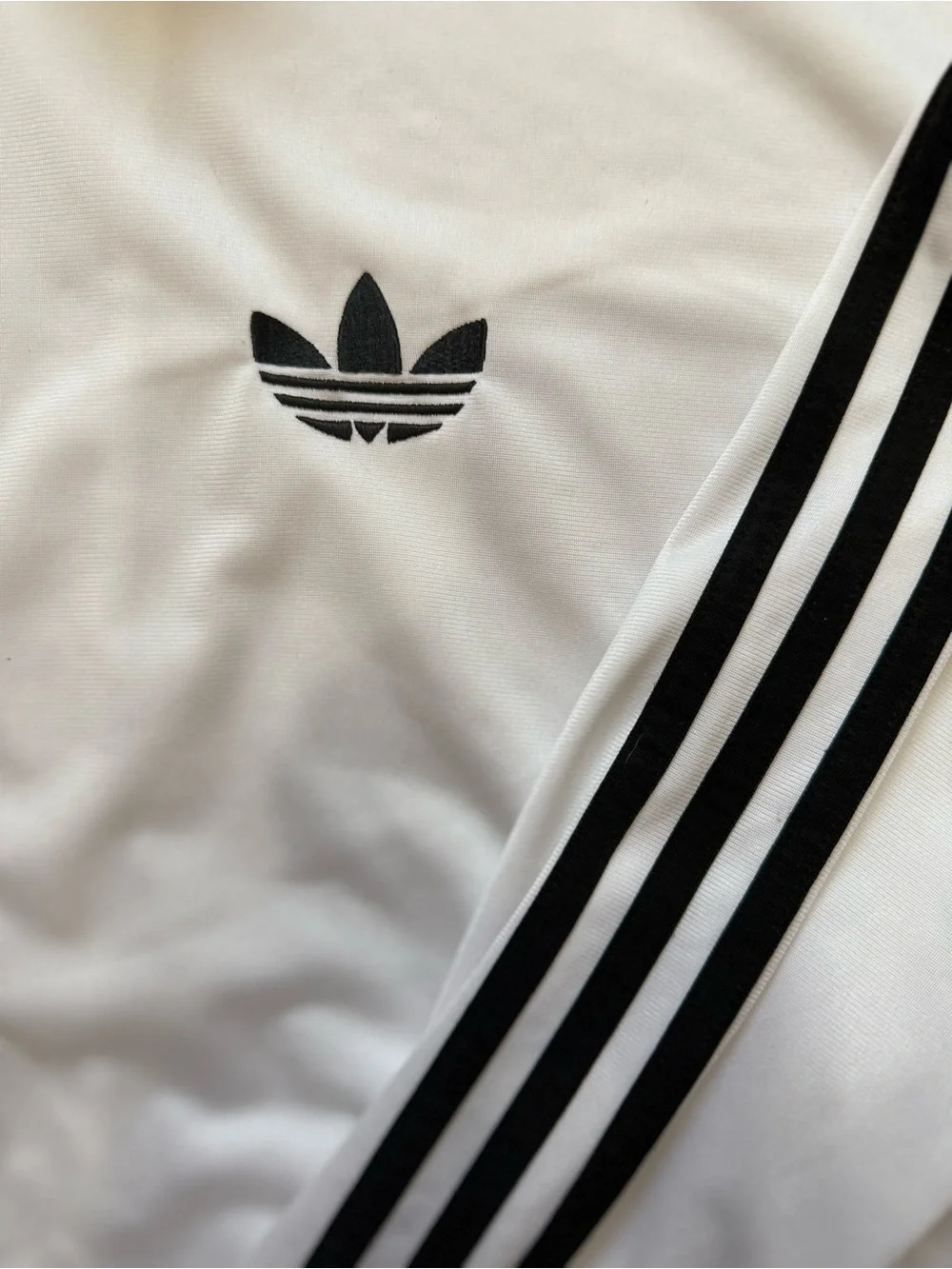 adidas White Track Jacket with Black Three-Stripe Detail